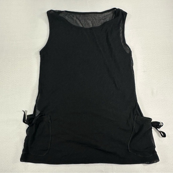 made in italy Tops - Made In Italy Sheer Black Tank Top XS Pockets Unique Y2K Grunge *Read Descript**